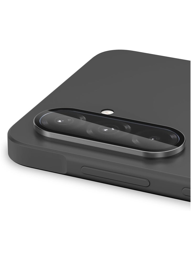 QIRG حامي عدسة الكاميرا لهواتف سامسونج جالاكسي A26/A36/A56، غطاء عدسة زجاجي مقسى بحلقة معدنية فردية، [امتصاص قوي] مقاوم للخدوش غطاء عدسة شفاف فائق النحافة HD، مجموعة واحدة - أسود - Image 2