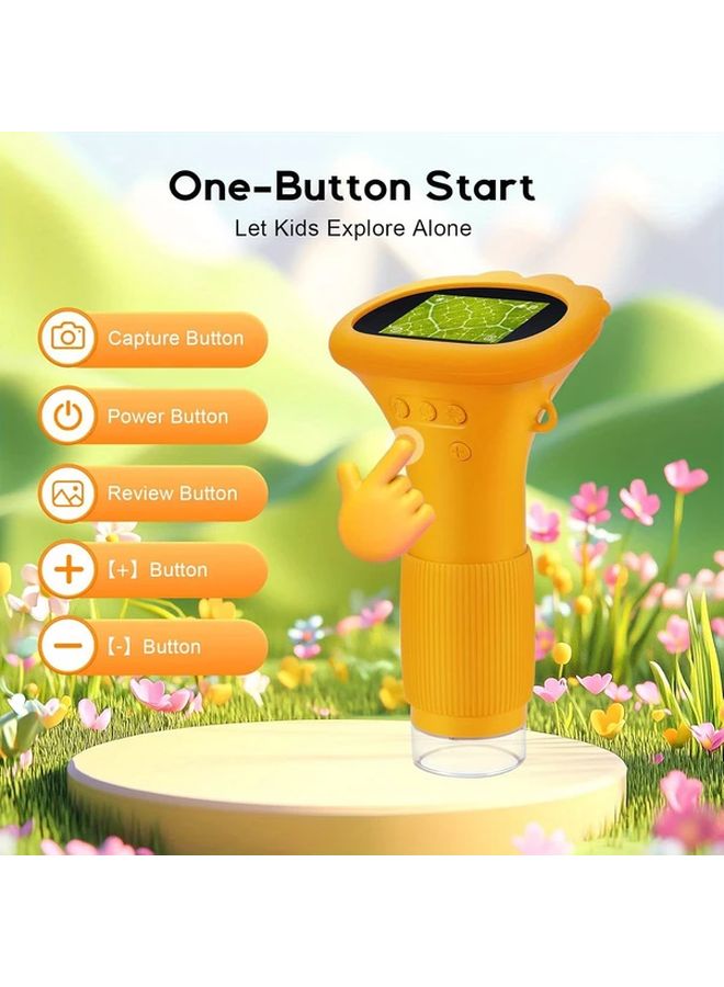 Orange Kids Microscope Pocket Handheld Magnifying Glass Science Toy Gift For Boys Girls - Image 4