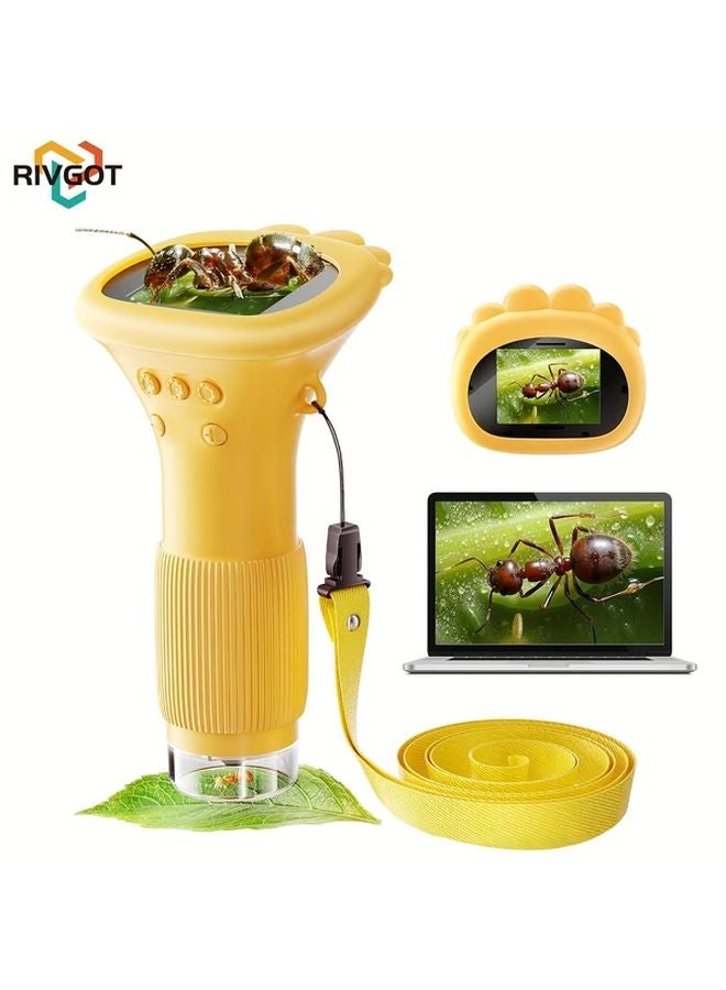 Orange Kids Microscope Pocket Handheld Magnifying Glass Science Toy Gift For Boys Girls - Image 1