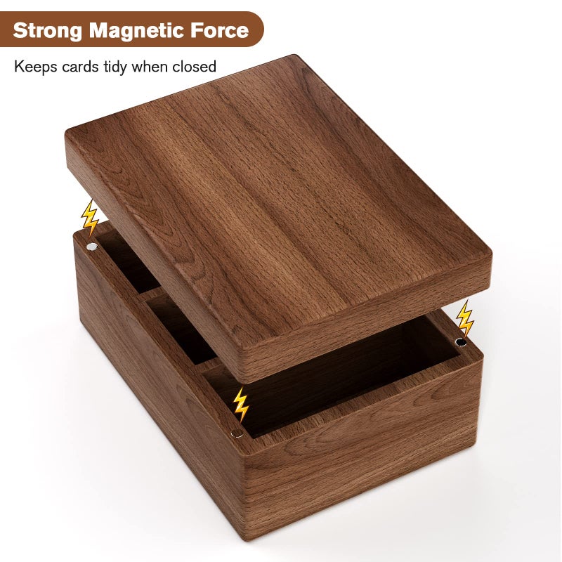 MaxGear Business Card Holder 2.2 X 3.5 Inch Index Card Organizer, Wooden Desktop Business Card Organizer, 3 Divider Boards for 300 Index Cards, A-Z Tab Cards Note Recipe Cards (6.4 x 4.5 x 3 inch) - Image 4