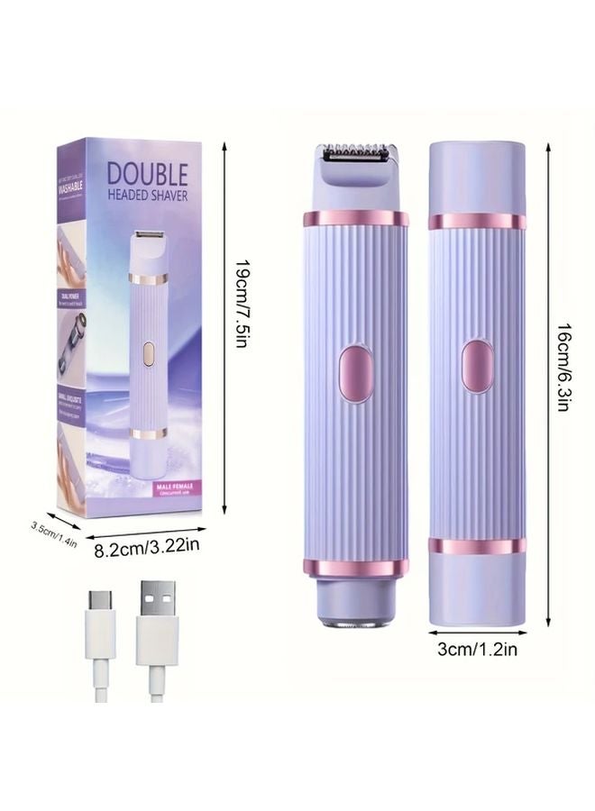 FEIYBA Purple Womens Electric Razor Dual Head Trimmer USB Quick Charge Cordless - Image 2