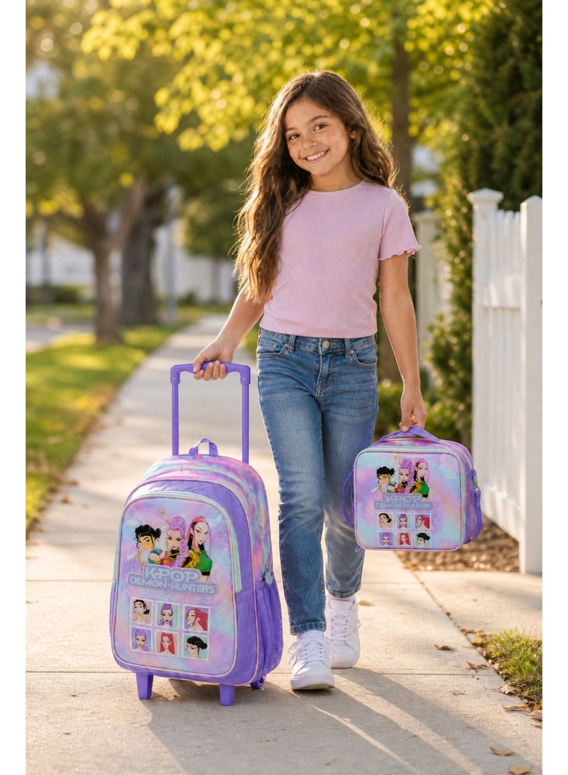 Trucare Netflix KPOP Demon Hunters 3-in-1 Trolley Set 18" – Rolling School Backpack with Lunch Bag & Pencil Case, Wheeled School Bag Set for Kids & Teens, K-Pop Inspired Design - Image 2
