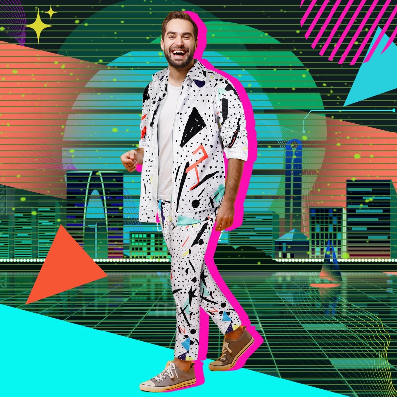 Arssm Retro 80s 90s Outfit Sets for Men Vintage Jacket and Joggers Sweatpants 80s Tracksuit Streetwear(White-L) - Image 3