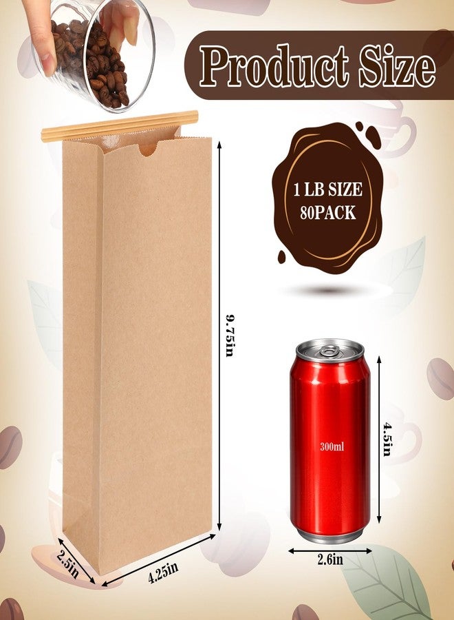 Epakh 80 Pcs 1 Lb Kraft Coffee Bags 16 oz Resealable Coffee Bean Paper Bags Grease Resistant Brown Tin Tie Pouches Poly-lined Without Window for Cookies Treat Snack Food Retail Household Storage - Image 2