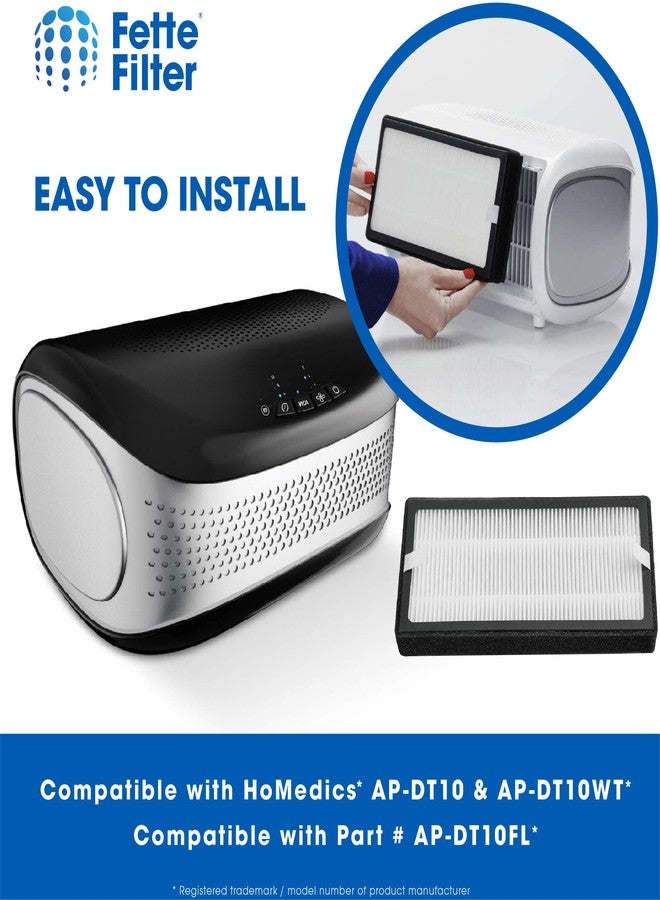 فيتي فلتر عبوة من 4 فلاتر بديلة من نوع True HEPA طراز AP-DT10FL، متوافقة مع أجهزة تنقية الهواء المكتبية HomeMedics TotalClean طرازي AP-DT10BK و AP-DT10WT. قارنها بالرقم المرجعي AP-DT10FL. - Image 5