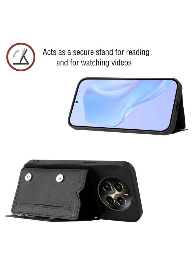 اس-توب جراب لهاتف Realme 12+ 5G / P1 5G بملمس الجلد وأربع فتحات للبطاقات مع حزام معصم - Image 4