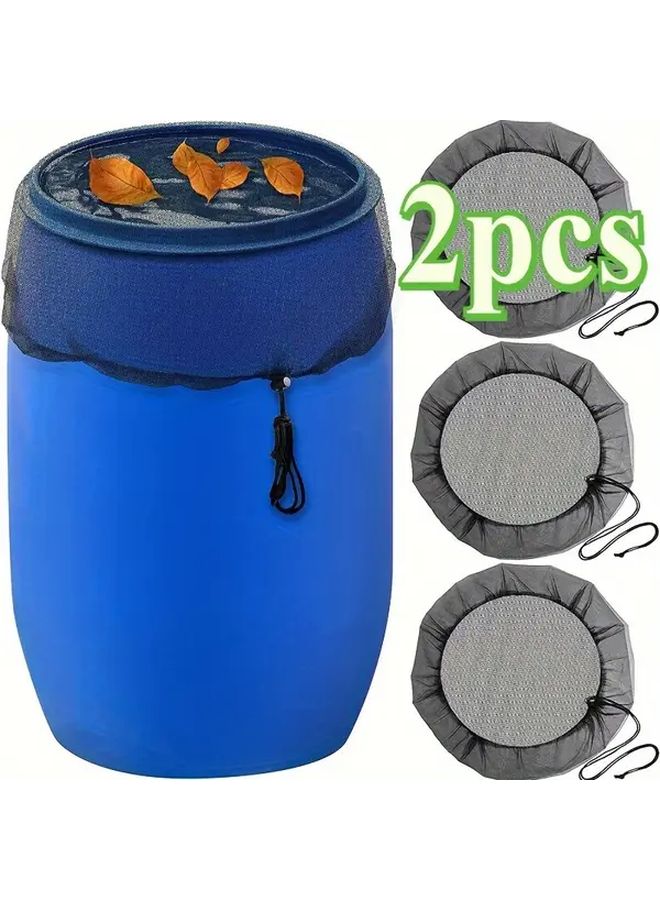 Black Outdoor Garden Mesh Cover 2pcs With Drawstrings For Rain Barrels - Image 5