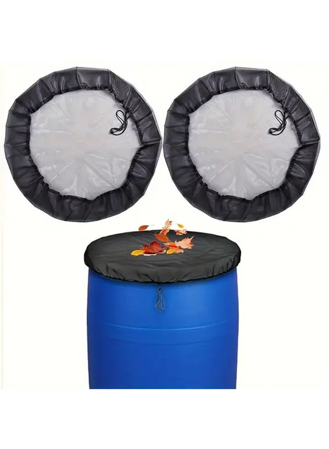 Black Outdoor Garden Mesh Cover 2pcs With Drawstrings For Rain Barrels - Image 1