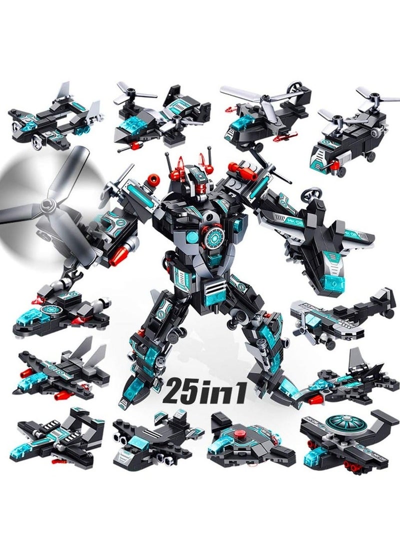 إسكدنيا لعبة كتل البناء الروبوتية للأطفال من عمر 6 إلى 10 سنوات، 577 قطعة، لعبة بناء 25 في 1، لعبة تعليمية STEM، مجموعة بناء الطائرات، هدية تعليمية للأولاد والبنات - Image 1