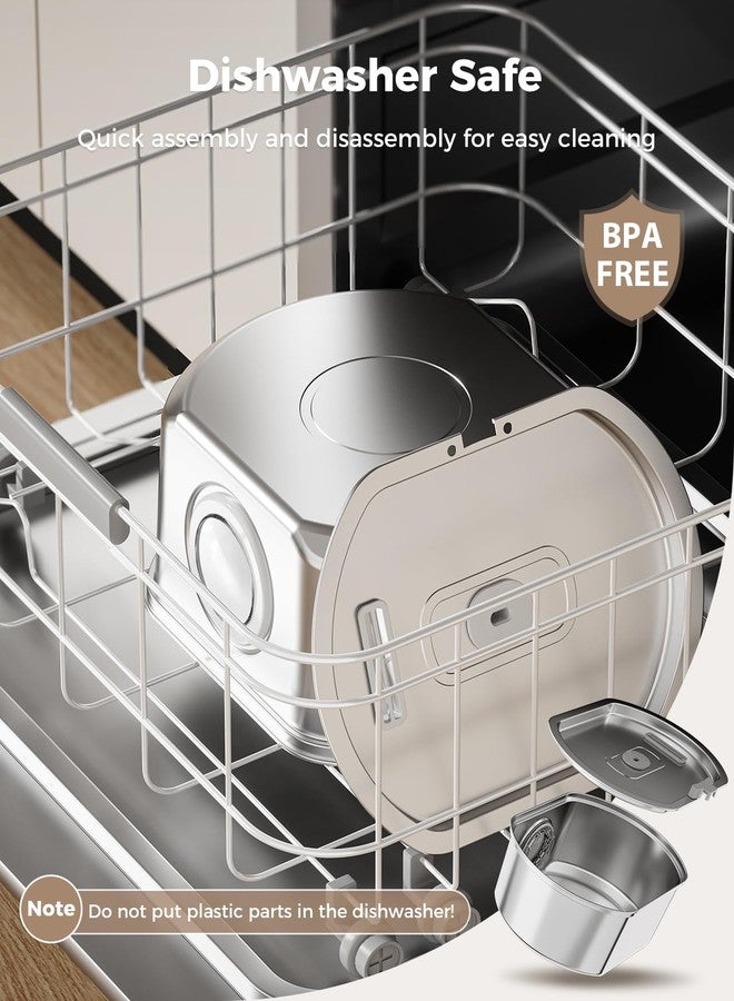 نافورة مياه للقطط مصنوعة من الفولاذ المقاوم للصدأ - نافورة شرب للحيوانات الأليفة للقطط داخل المنزل - موزع مياه أوتوماتيكي سعة 3.2 لتر/108 أونصة مع نافذة لمستوى الماء (فلتر واحد) - Image 5