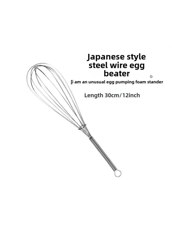 Generic Stainless Steel 430 Mini Manual Egg Beater Spring Handle Small Egg Beater Cream Beater-Color:12inch/30cm  - Image 1
