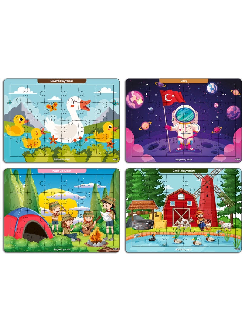 KutuTR Notpa Educational and Tutorial Wooden Colorful Puzzle Set of 4 for Children 8  - Image 2