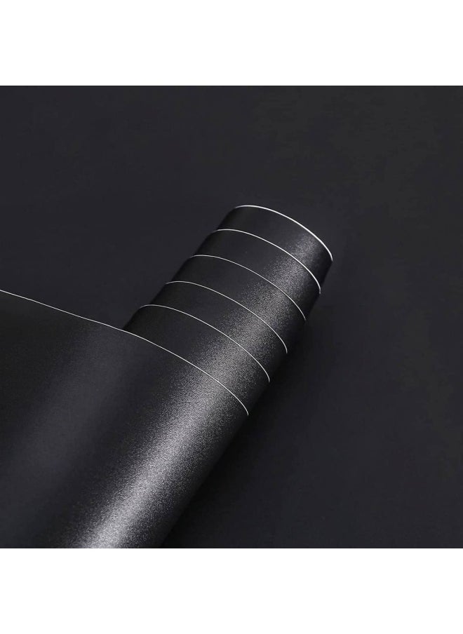 BPA - Black Matte Paper,43.5X305Cm Self Adhesive Wallpaper Waterproof Gloss Pvc Vinyl, Oil Proof,Black Wallpaper, Black Vinyl Paper For Furniture Cover Surface,Countertop,Kitchen,Shelf Liner… - Image 1
