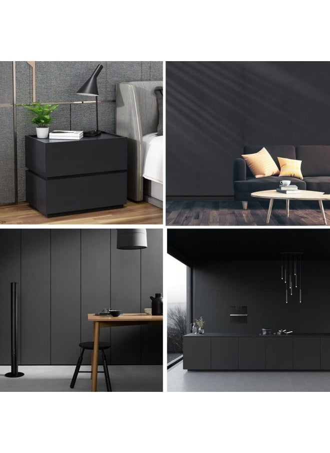 BPA - Black Matte Paper,43.5X305Cm Self Adhesive Wallpaper Waterproof Gloss Pvc Vinyl, Oil Proof,Black Wallpaper, Black Vinyl Paper For Furniture Cover Surface,Countertop,Kitchen,Shelf Liner… - Image 1