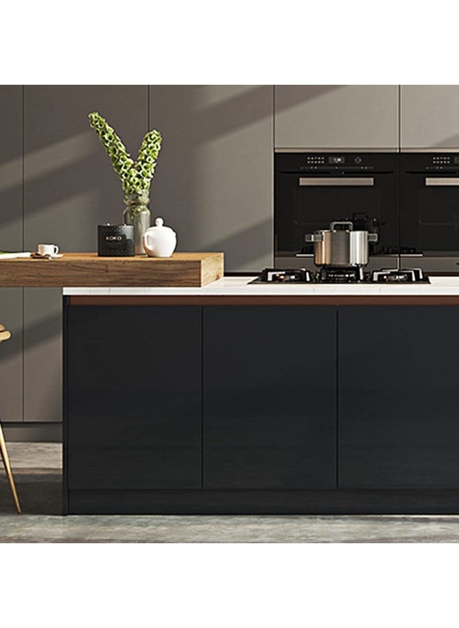 BPA - Black Matte Paper,43.5X305Cm Self Adhesive Wallpaper Waterproof Gloss Pvc Vinyl, Oil Proof,Black Wallpaper, Black Vinyl Paper For Furniture Cover Surface,Countertop,Kitchen,Shelf Liner… - Image 1