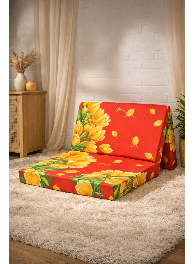 Rexal Home Tri Fold Foam Mattress 90x180x6 cm – Printed Folding Floor Mattress, Multicolour, Soft 13kg Density Polythene Foam, Portable Guest Bed, Space-Saving Foldable Mattress - Image 3