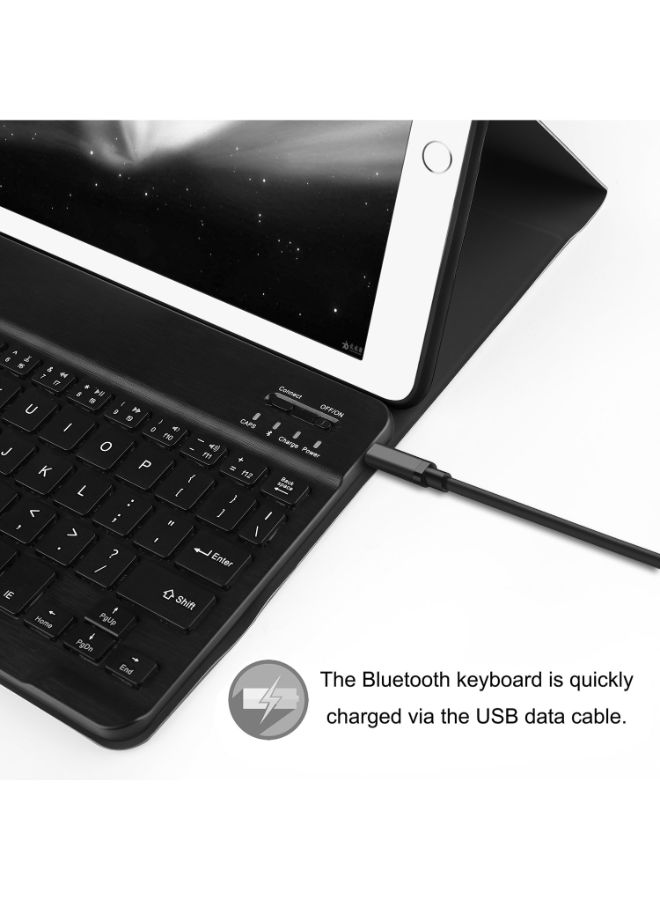 NIBEMINENT Protective Case Cover With Bluetooth Keyboard For Apple iPad 2107/2018 Black  - Image 2