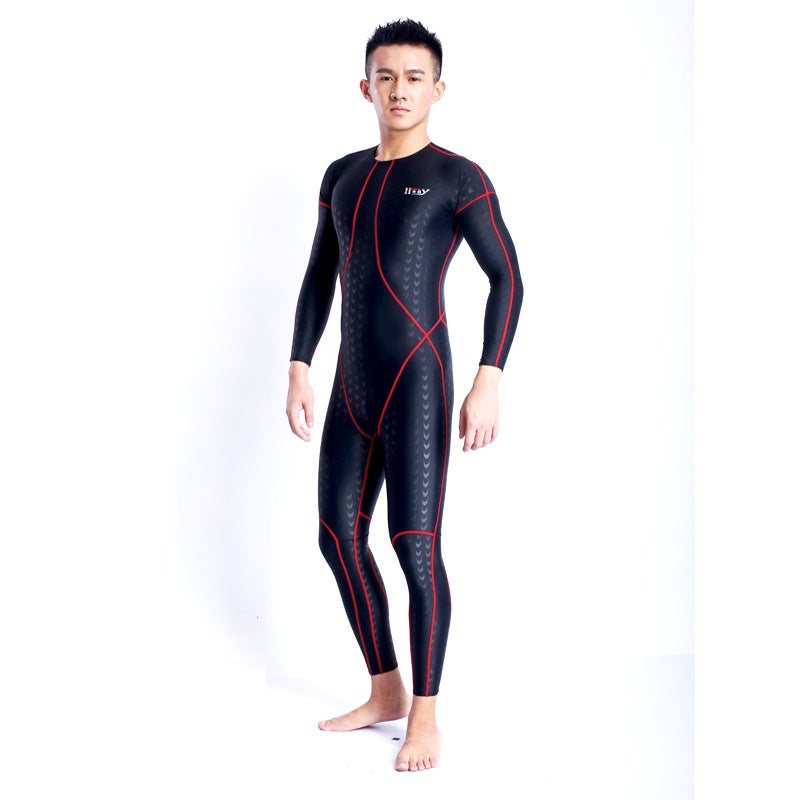 Hongxing Baiya One-Piece Swimsuit Men'S And Women'S Full-Body Swimsuit Sunscreen Professional Quick-Drying Long-Sleeved Swimsuit Shark Skin Waterproof - Image 2