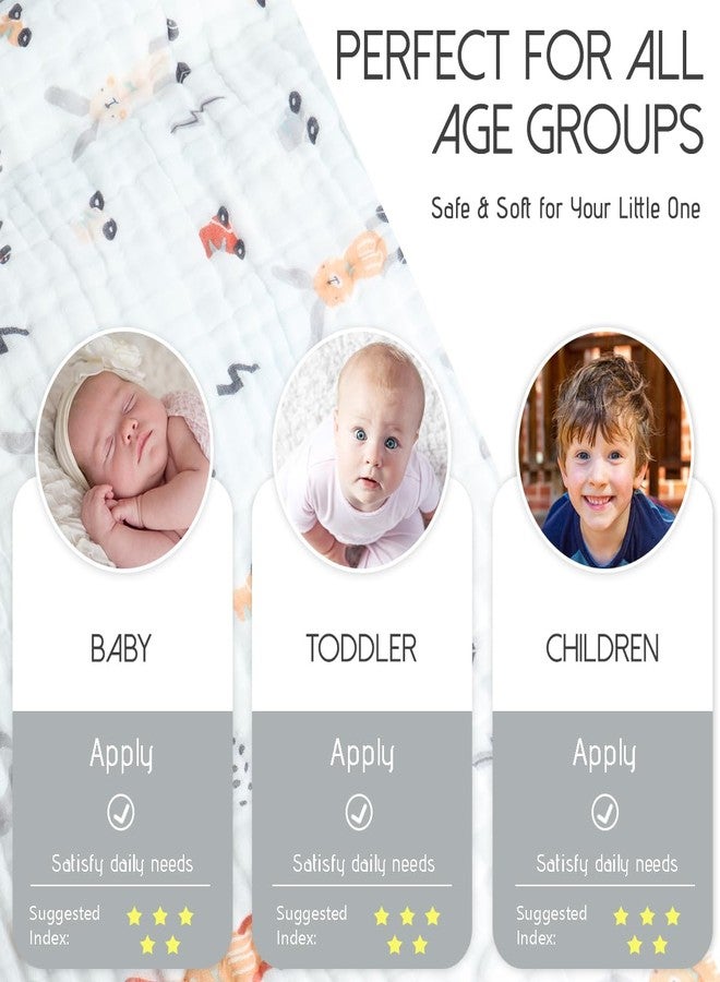 ICKEYOU Muslin Baby Towels Bath Towels 43 x 43 Inch Soft 100% Cotton Cute Animal Print Washcloths Extra Large Baby Bath Towels for Newborns Infants Toddlers Kids (Grey) - Image 3