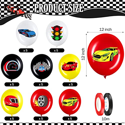 Charniol 40 Pack Race Car Balloons for Birthday Party 12 Inch Racing Car Latex Balloons with Checkered Flag Wheels Cars Birthday Party Decorations for Boys Racing Theme Supplies - Image 5