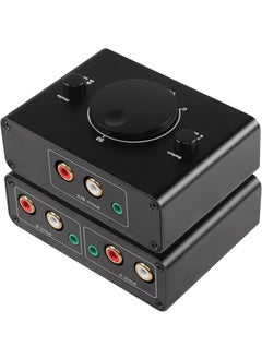 CERRXIANR BiDirectional 2Way 35mm RCA Stereo Audio Switcher 2 Input 1 Output  1 Input 2 Output Audio Splitter Switcher Box OneKey Mute Button for Headphones Speaker Computers Laptops etc