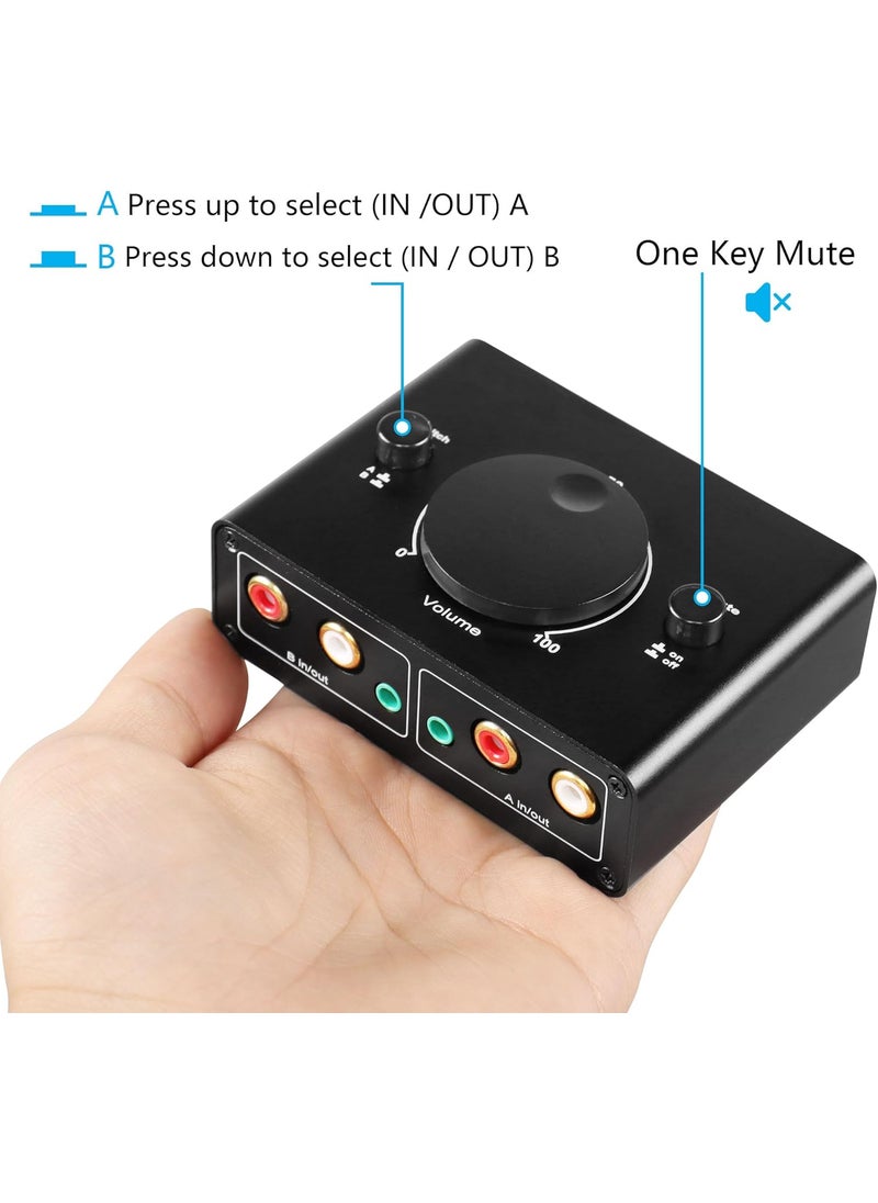 CERRXIAN CERRXIANR BiDirectional 2Way 35mm RCA Stereo Audio Switcher 2 Input 1 Output  1 Input 2 Output Audio Splitter Switcher Box OneKey Mute Button for Headphones Speaker Computers Laptops etc  - Image 2