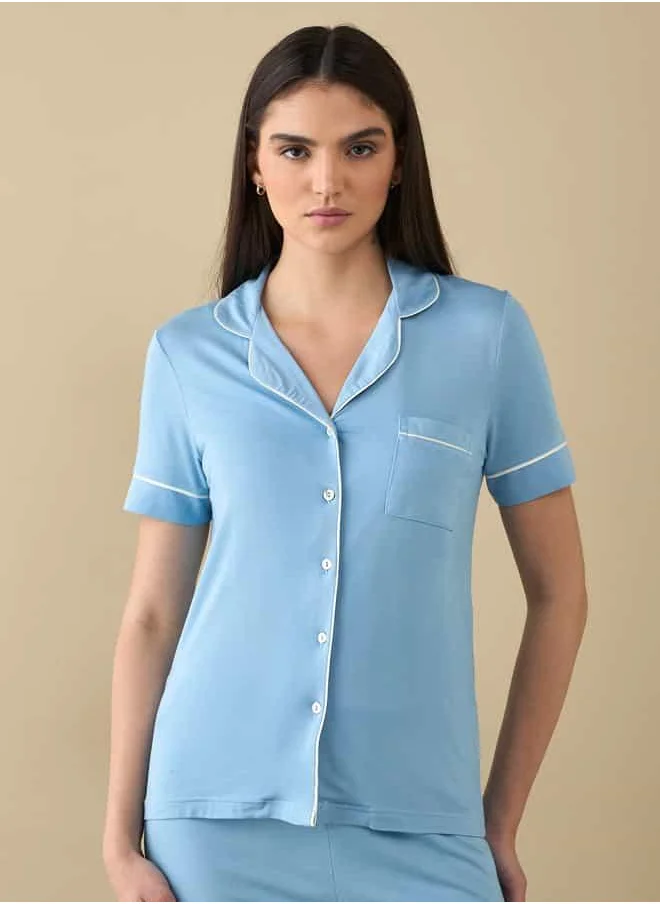 فاف Notch Collar Shirt and Pyjama Set