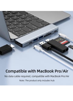 Generic Multifunctional Type-C Expansion Hub 7 Ports in 2 Aluminum Alloy Housing + × Type-C + USB 3.0 + 2.0 + SD TF Card Slots Grey  - Image 4