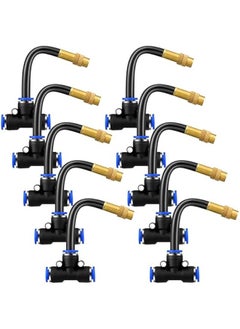 Arabest 10 Pcs Brass Misting Nozzles Tee with 4 Inch Built in Hose 360 Degree Rotation Adjustable Water Mister Nozzles Thread Sprayer 0.043 Misting Parts and Accessories for Patio Outdoor Cooling  - Image 1