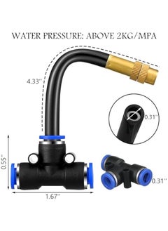 Arabest 10 Pcs Brass Misting Nozzles Tee with 4 Inch Built in Hose 360 Degree Rotation Adjustable Water Mister Nozzles Thread Sprayer 0.043 Misting Parts and Accessories for Patio Outdoor Cooling  - Image 2