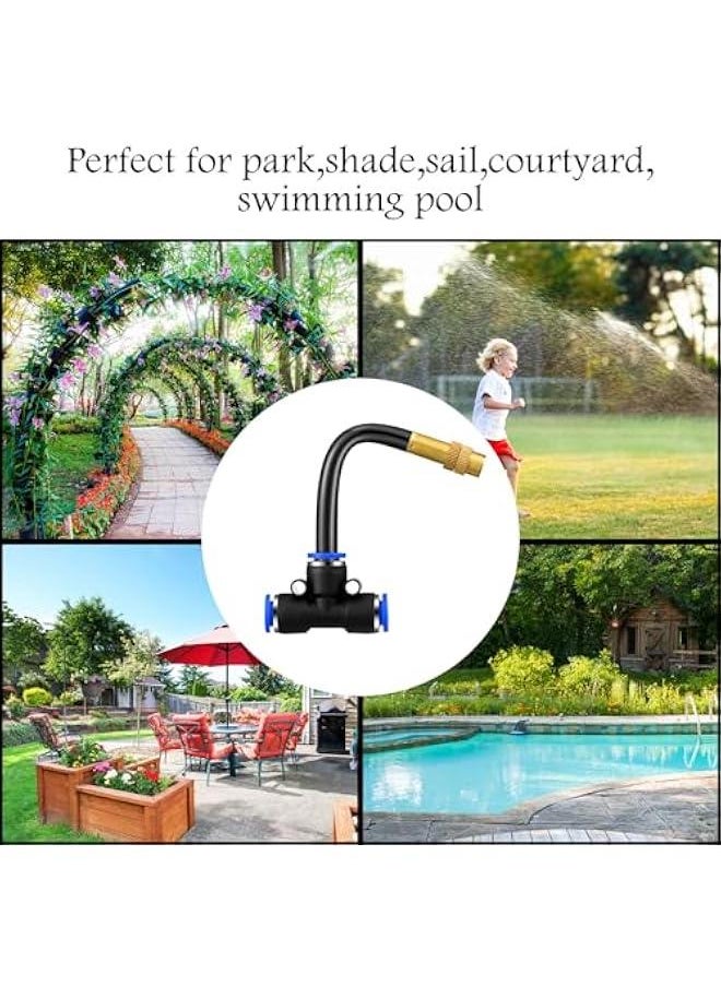 Arabest - 10 Pcs Brass Misting Nozzles Tee with 4 Inch Built in Hose 360 Degree Rotation Adjustable Water Mister Nozzles Thread Sprayer 0.043 Misting Parts and Accessories for Patio Outdoor Cooling - Image 1