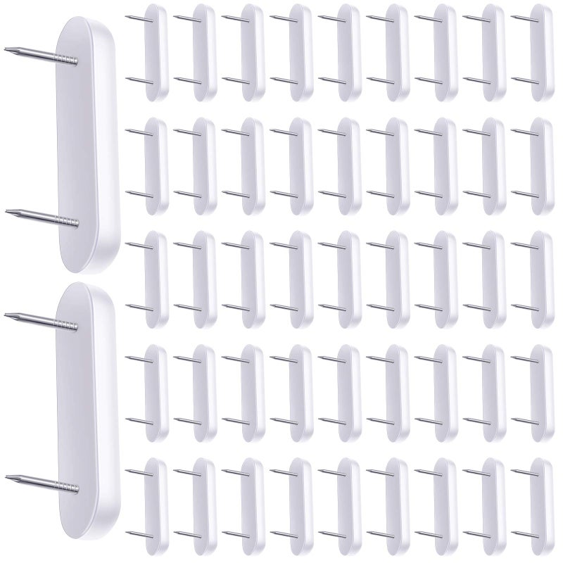 Jetec Plastic Head Double Pins Bed Skirt Holding Pins White Furniture Chair Leg Brooch Glide Nails Holding Brooch for Slipcovers and Bedskirts60 Pieces