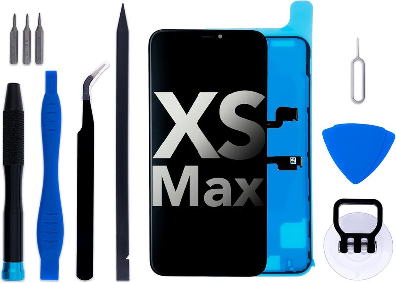 iGloFix طقم استبدال شاشة LCD لجهاز iPhone Xs Max، شاشة 6.5" مع تجميع شاشة اللمس ثلاثية الأبعاد مع أدوات الإصلاح ولصق الإطار 625 نيت (نموذج A1921 A2101 A2102 A2104) - Image 1