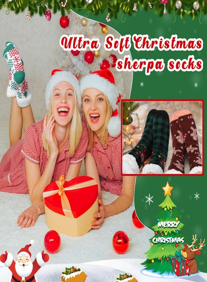 Suhine جوارب سوهين الشتوية الدافئة والمريحة، 9 أزواج، مبطنة بفرو الشيربا الناعم، مانعة للانزلاق، بتصميم رجل الثلج وسانتا كلوز، هدية مثالية لعيد الميلاد المنزلي للنساء - Image 4