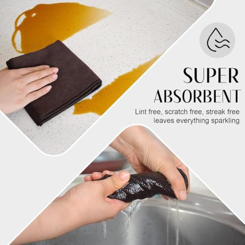 Showstopper 250 GSM Microfiber Cleaning Cloths, Pack of 12 - Lint-Free, Streak-Free - Reusable, Durable, Machine Washable Towels for Car, Kitchen & Windows (Dark Brown, 40cm X 40cm) - Image 3