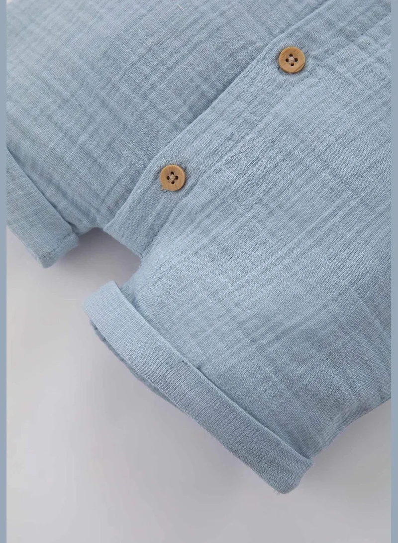 ديفاكتو BabyBoy Bike Neck Short Sleeve Knitted Overalls