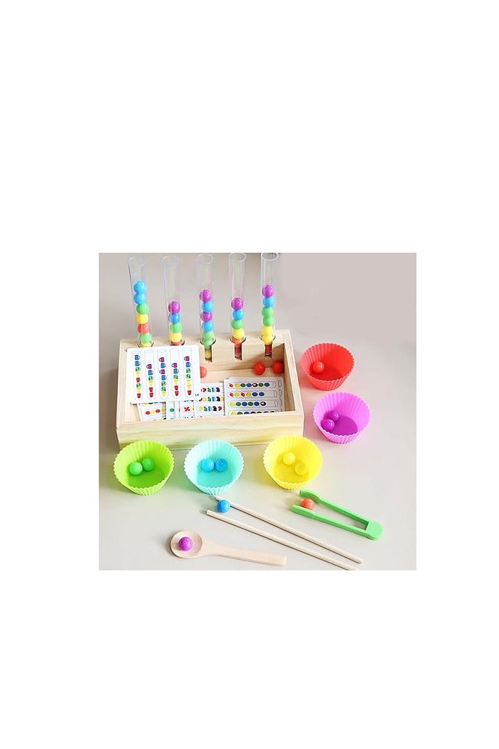 Colorful Beads Educational Toy with Plastic Tubes and Cups, Motor Skills Development Set for Kids - Image 1
