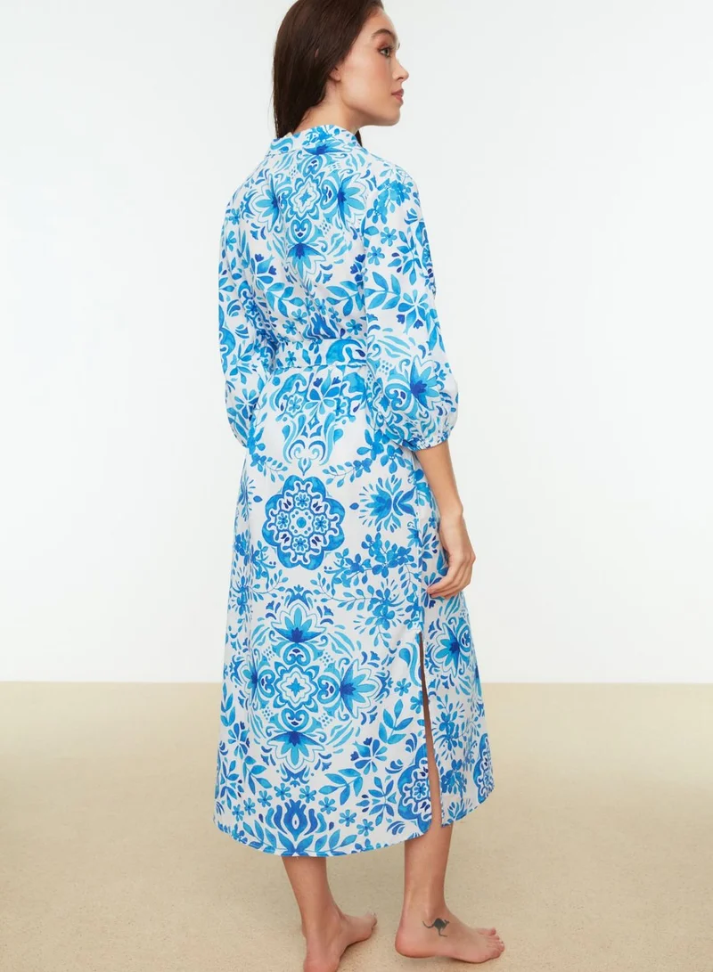 trendyol Tie Detail Printed Dress