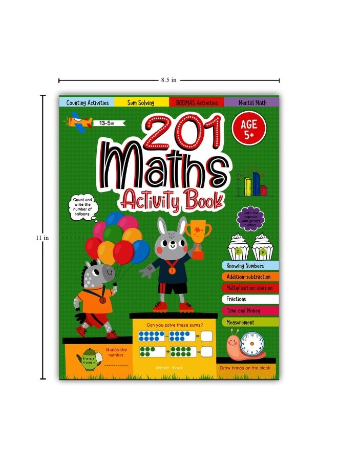 null - Wonder House Books 201 Maths Activity - Fun Activities and Math Exercises For Children: Knowing Numbers, Addition-Subtraction, Fractions, BODMAS - Image 1