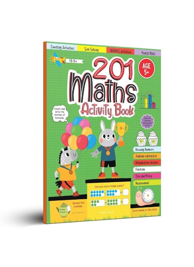 null - Wonder House Books 201 Maths Activity - Fun Activities and Math Exercises For Children: Knowing Numbers, Addition-Subtraction, Fractions, BODMAS - Image 1