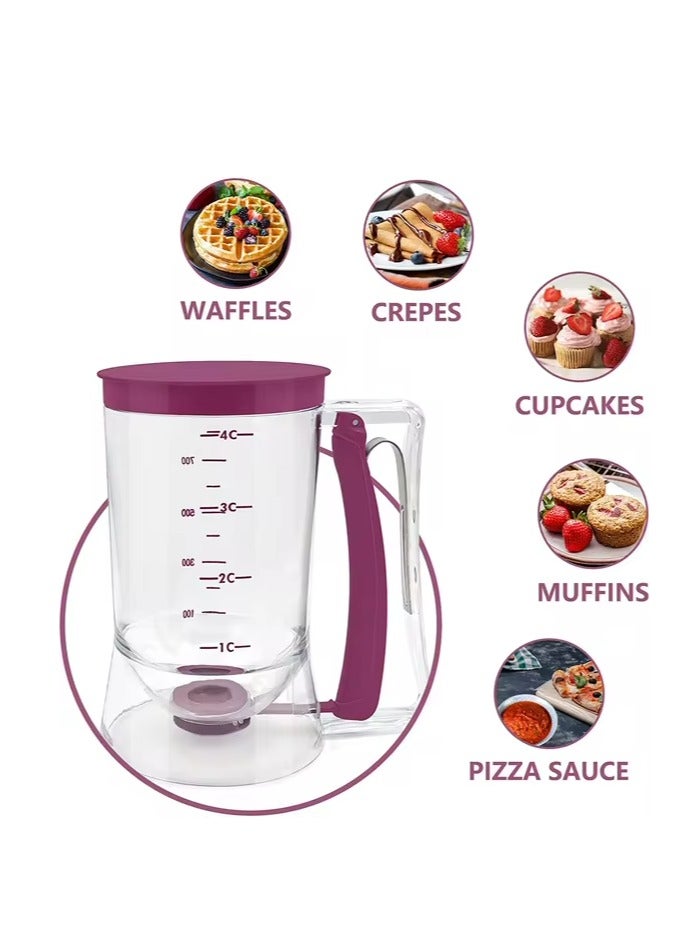 Professional Pancake Batter Dispenser, Large Capacity, Drip-Free, Easy to Clean, Ideal for Crepes, Waffles, Cupcakes, and Muffins. Comfortable Handle, Accurate Measurements, for Home Kitchen and Restaurants. - Image 3