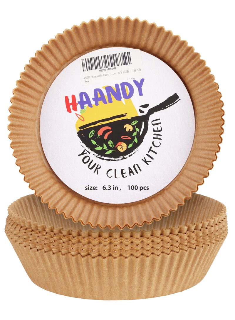 HAANDY 100pcs Air Fryer Disposable Paper Liner 6.3inch Non Stick Air Fryer Liners Parchment Paper for Air Fryer Baking Paper for Air Fryer Oil proof Food Grade Paper Liner - Image 1