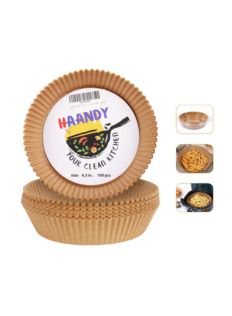 HAANDY 100pcs Air Fryer Disposable Paper Liner 6.3inch Non Stick Air Fryer Liners Parchment Paper for Air Fryer Baking Paper for Air Fryer Oil proof Food Grade Paper Liner - Image 2