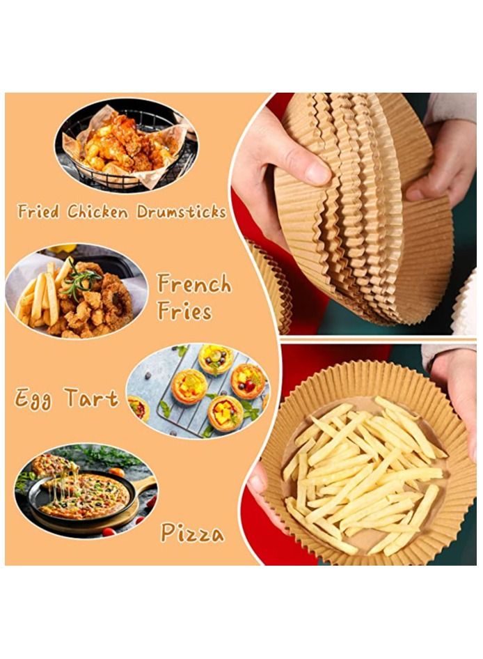 HAANDY 100pcs Air Fryer Disposable Paper Liner 6.3inch Non Stick Air Fryer Liners Parchment Paper for Air Fryer Baking Paper for Air Fryer Oil proof Food Grade Paper Liner - Image 5