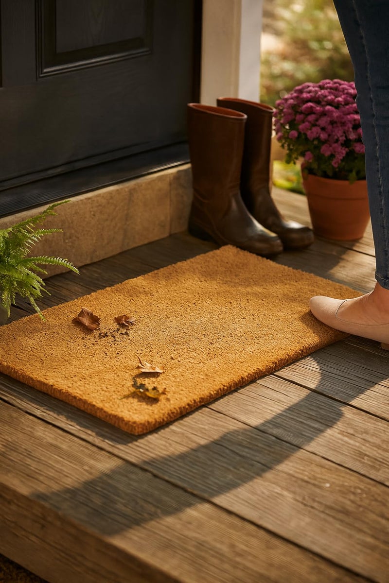 Kempf 1" Thick Natural Woven Coco Coir Doormat, 18" x 30", Heavy-Duty Entrance Mat for Front Door, Entryway & Porch - Image 2