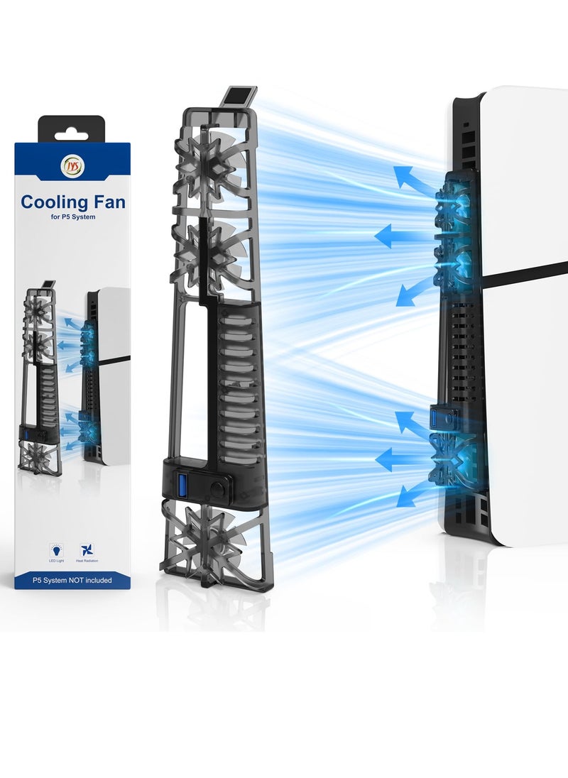 JYS Cooling Fan for PS5 Slim Cooler Fan with RGB LED Light and USB Port for PlayStation 5 Slim Disc Edition and Digital Edition  - Image 1