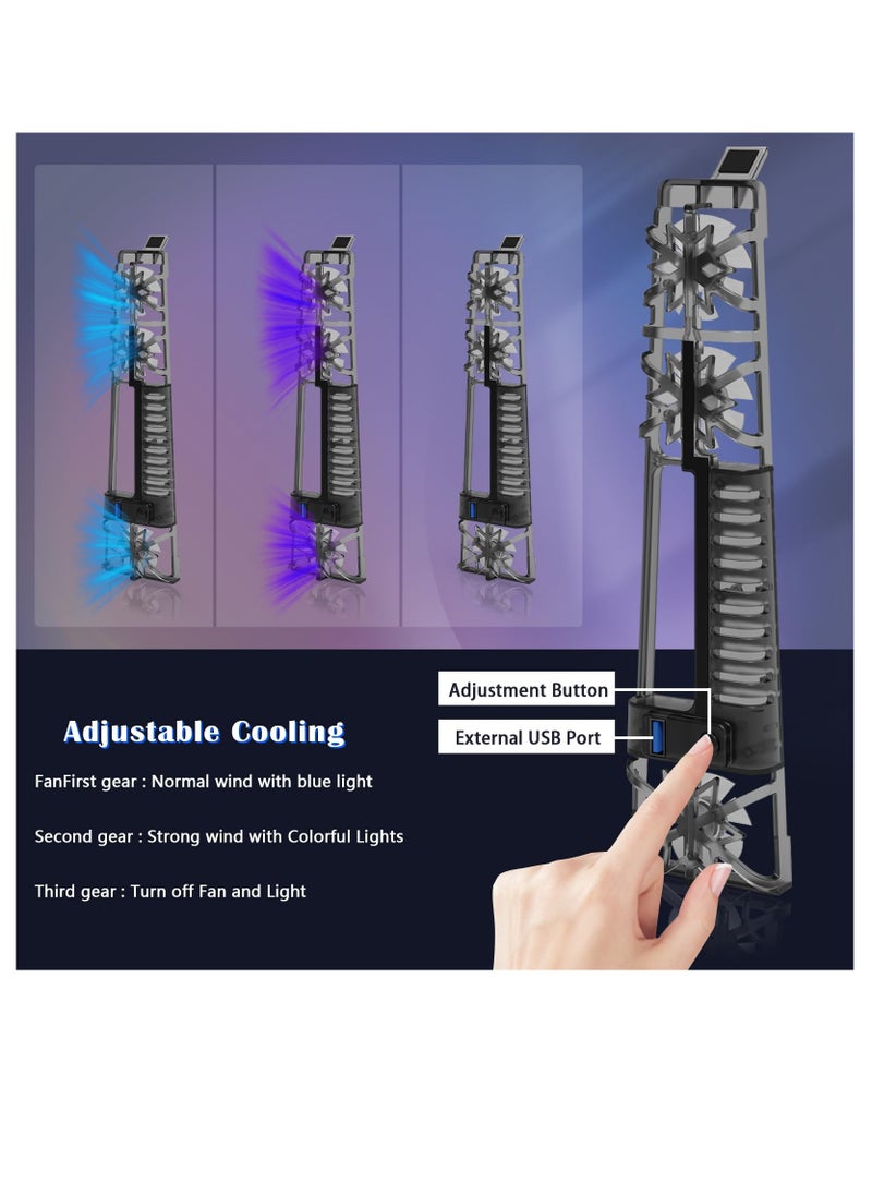 JYS Cooling Fan for PS5 Slim Cooler Fan with RGB LED Light and USB Port for PlayStation 5 Slim Disc Edition and Digital Edition  - Image 2
