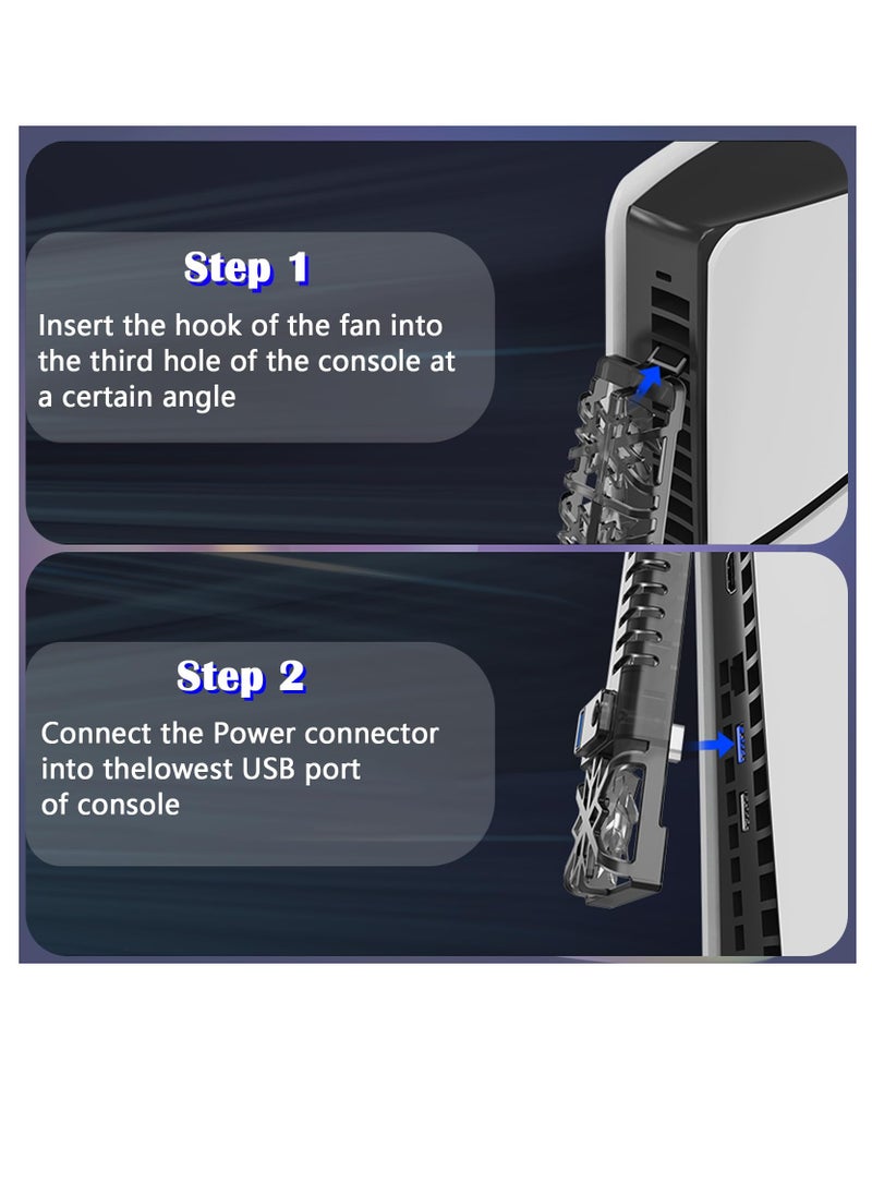 JYS Cooling Fan for PS5 Slim Cooler Fan with RGB LED Light and USB Port for PlayStation 5 Slim Disc Edition and Digital Edition  - Image 3