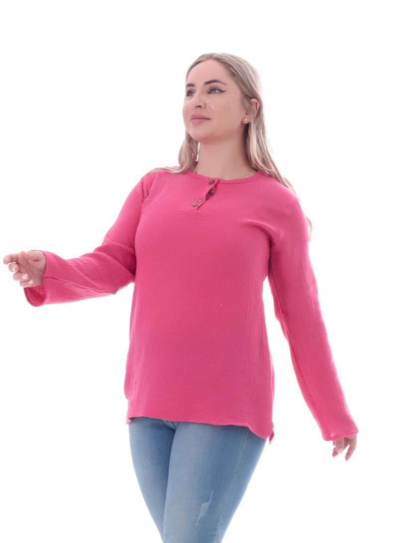 BEBO Women's plain blouse with long sleeves - Image 1