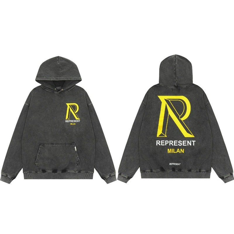 Represent Crocodile Letter Slogan Goddess Angel Tiger Print High Street Hoodie Sweatshirt Trendy - Image 1